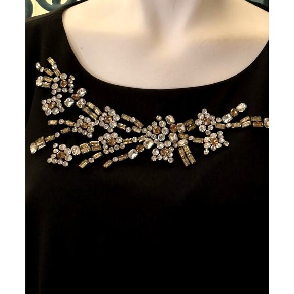 NWT Calvin Klein Black Dress w/Rhinestone Floral Spray on Bodice-Dillard's-16W - Picture 2 of 11